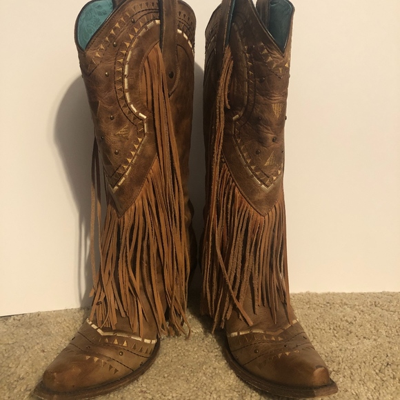 corral fringe leather western boot